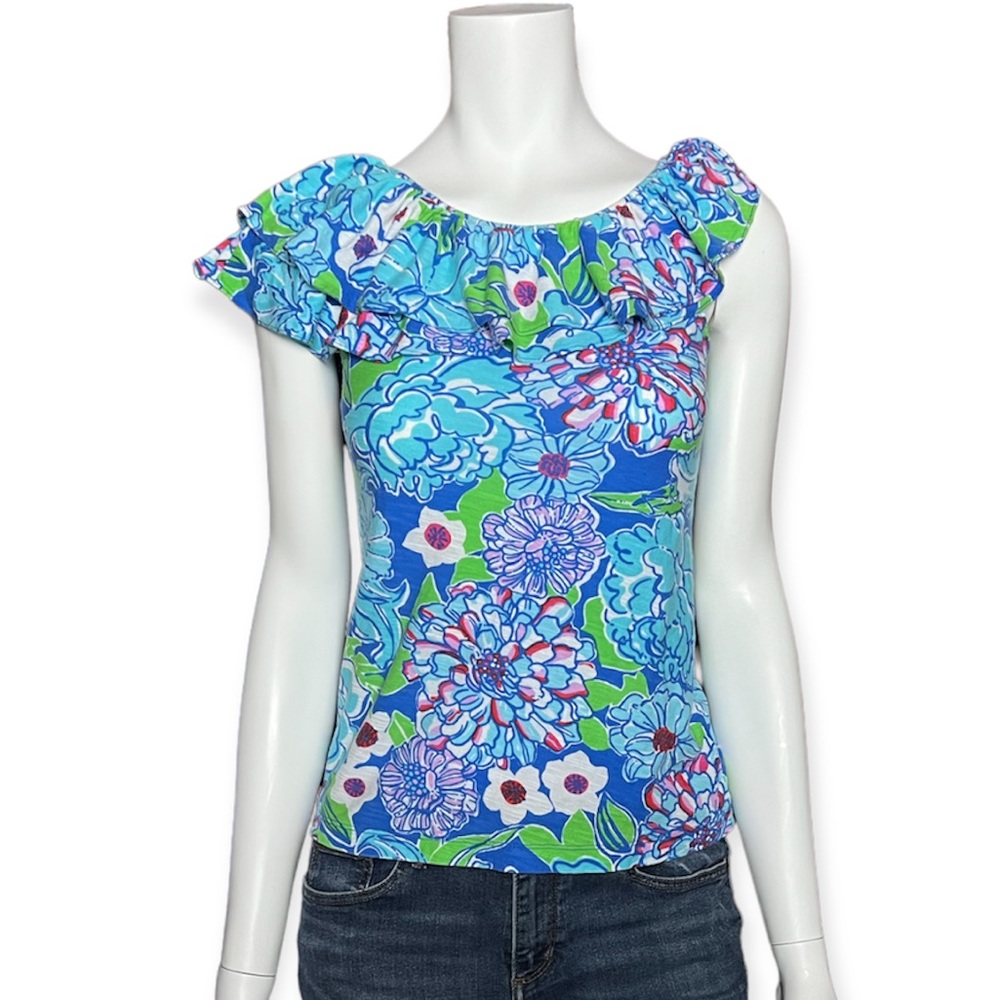 Lilly Pulitzer Wynne Asymmetrical Ruffle Top